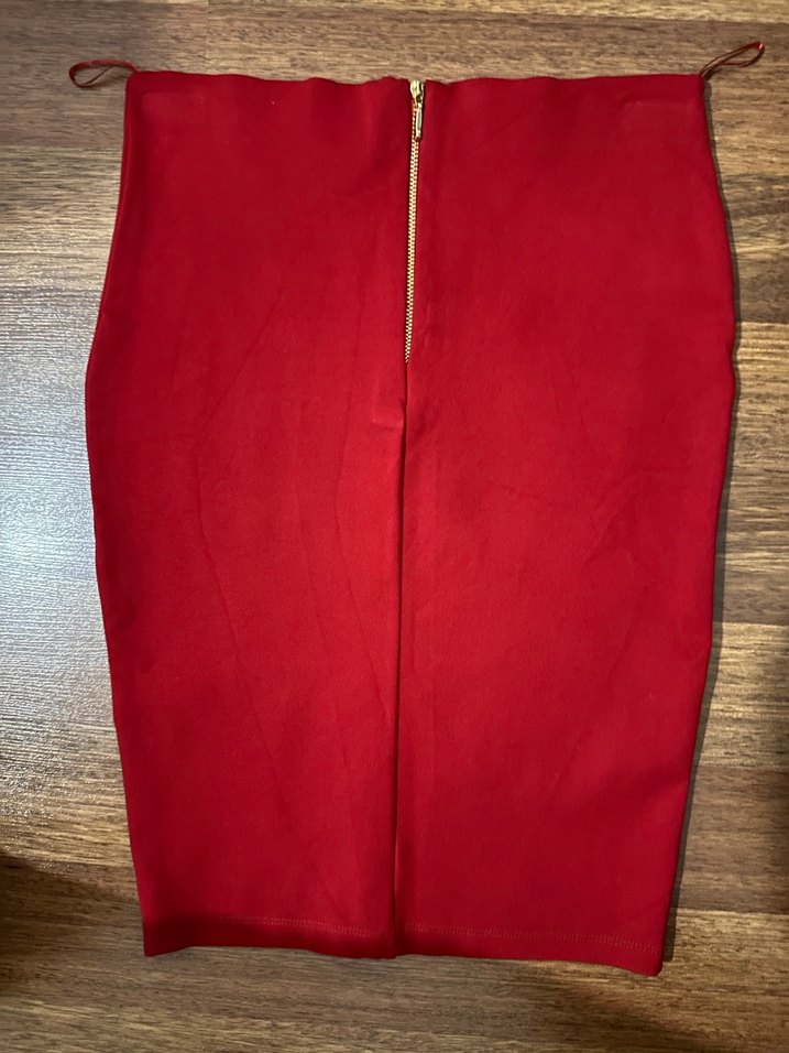 Kırmızı Midi dokuma etek - Görsel 2