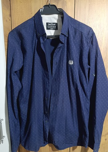 Diğer Desenli Mavi Denim Erkek Gömlek