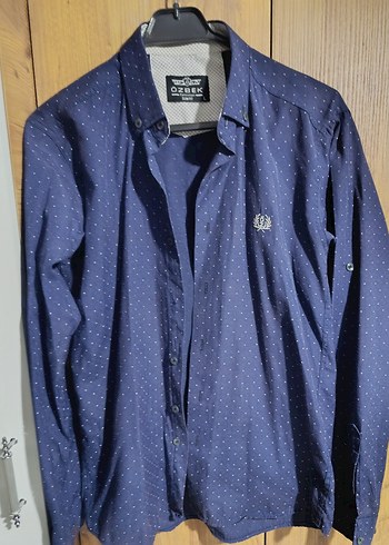 Desenli Mavi Denim Erkek Gömlek