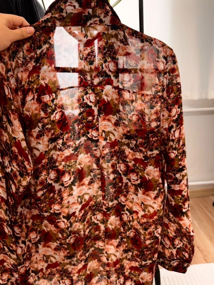 Tiffany çiçekli şifon gömlek - Görsel 5