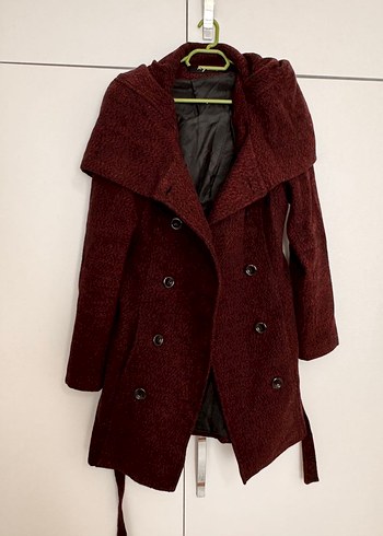 Kapüşonlu çift düğmeli uzun kaban - Görsel 3