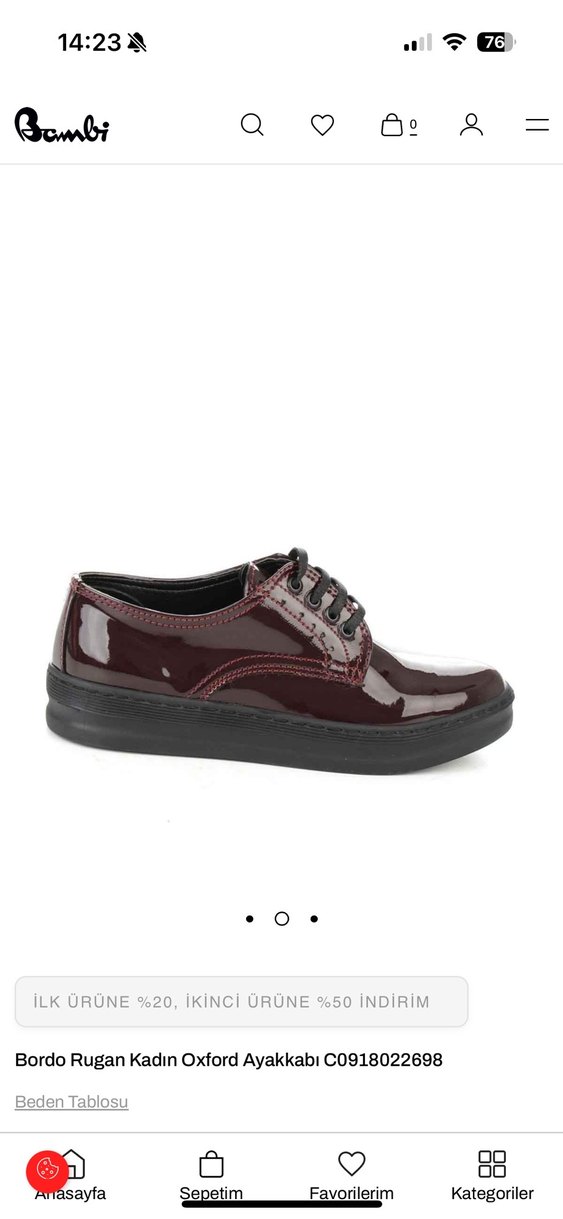 Bambi Bordo Rugan Oxford - Görsel 2