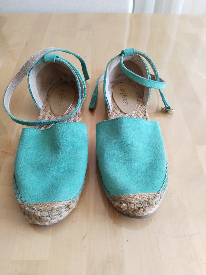 Divarese Turkuaz Süet Espadril - Görsel 5