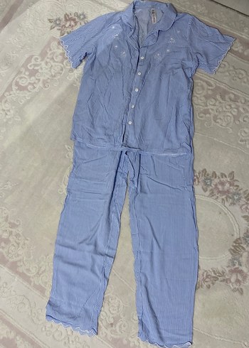 Mavi Pastel Renkli Kadın Pijama Takımı