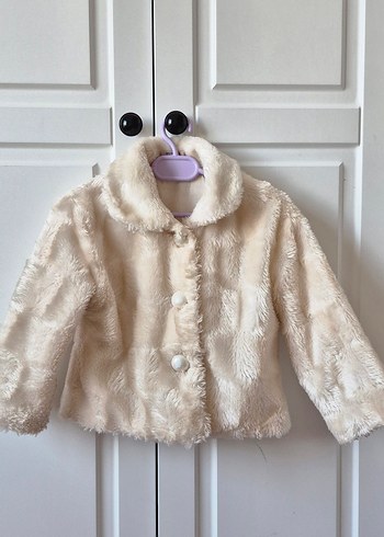 Krem renk Peluş çocuk 3 yaş Midi Ceket - Görsel 2