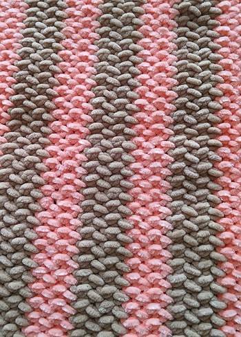 Kahverengi ve Pembe Örgü Bebek Battaniyesi - Görsel 2