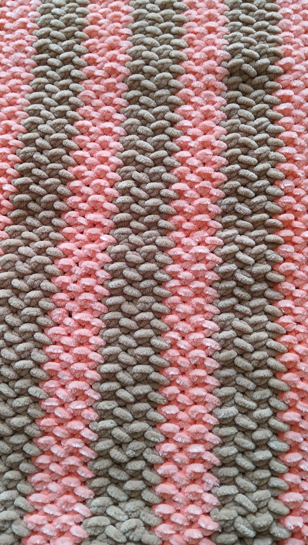 Kahverengi ve Pembe Örgü Bebek Battaniyesi - Görsel 2