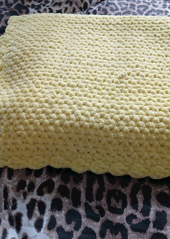Parlak Sarı Örgü Çocuk Battaniyesi - Görsel 4