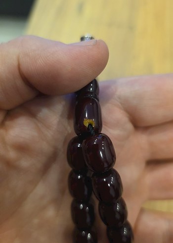  Beden Koyu Kahverengi Erkek Tesbih (bilek boy) sıkma kehribar