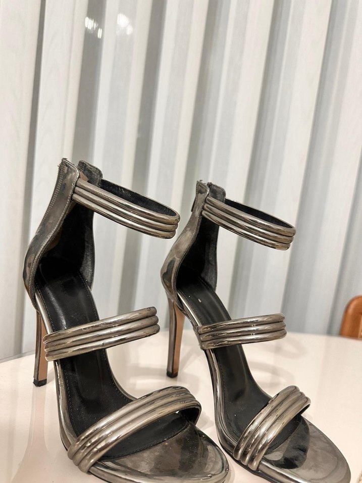 Metalik Yılan Desenli Topuklu Kadın Ayakkabı - Görsel 2