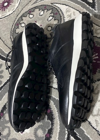 Erkek Siyah Deri Yılan Desenli Bağcıklı Spor Ayakkabı - Görsel 2