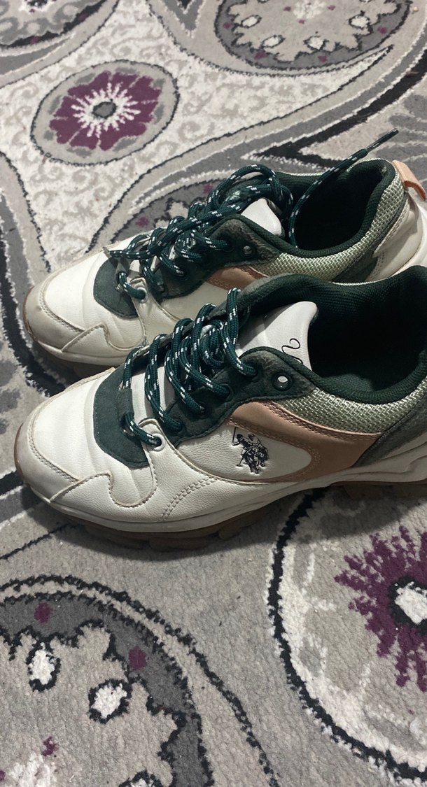 Beyaz Gri Bağcıklı Kadın Spor Ayakkabı - Görsel 2