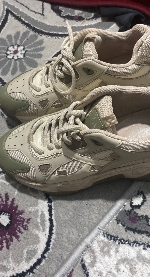 Beyaz Gri Bağcıklı Kadın Spor Ayakkabı - Görsel 2