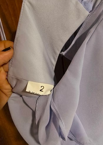 38 Beden mavi Renk Mavi Uzun V Yakalı Drapeli Abiye Elbise