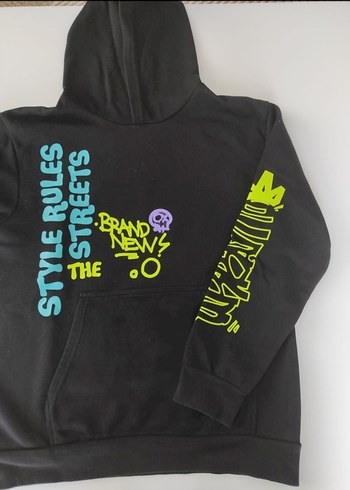 Renkli Baskılı Kapüşonlu Erkek Sweatshirt