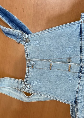 Mavi Uzun Kot Askılı Kadın Tulum - Görsel 3