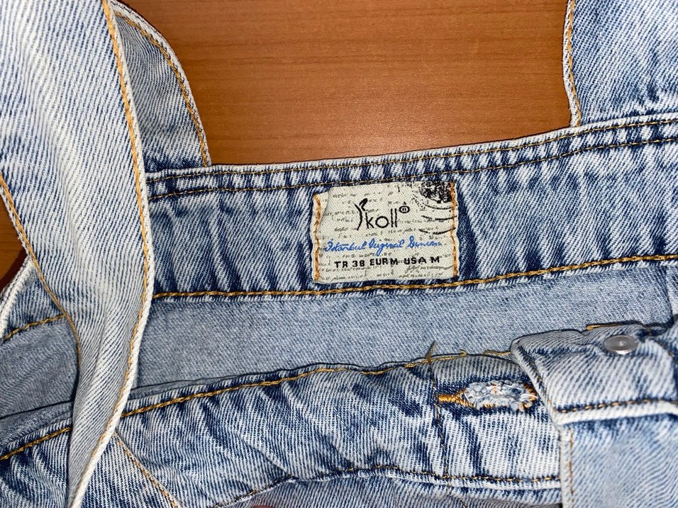 Mavi Uzun Kot Askılı Kadın Tulum - Görsel 4