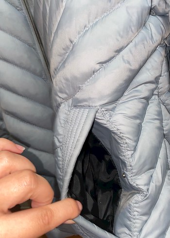 Kadın Gri Midi Şişme Mont - Görsel 7