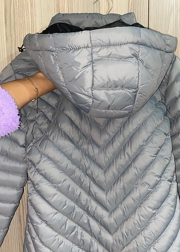 Kadın Gri Midi Şişme Mont - Görsel 2