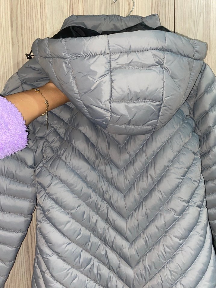 Kadın Gri Midi Şişme Mont - Görsel 2