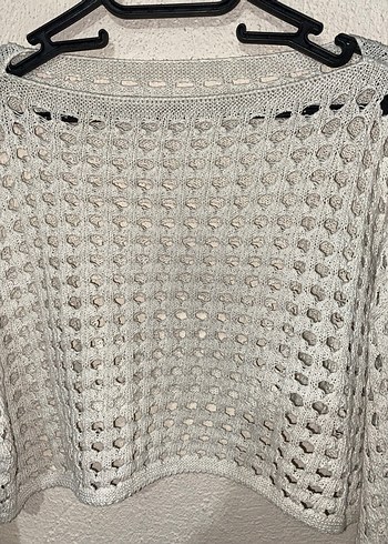 Gri Örgü Kadın Triko Bluz - Görsel 3