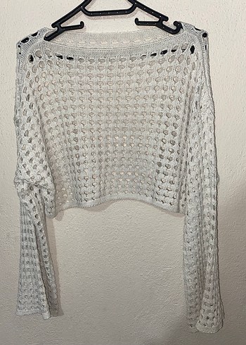 Gri Örgü Kadın Triko Bluz - Görsel 2