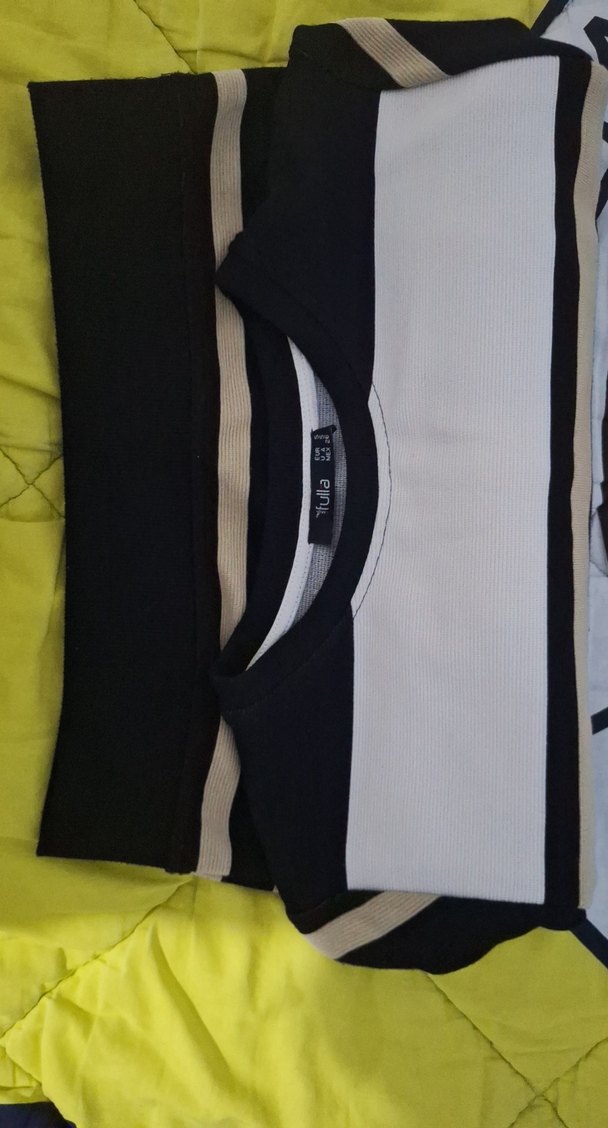 Çizgili Kadın Crop Sweatshirt - Görsel 5