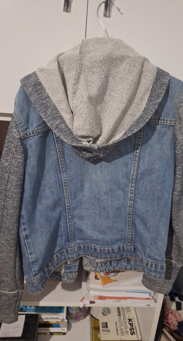 Gri Denim ve Triko Detaylı Kadın Ceket - Görsel 3