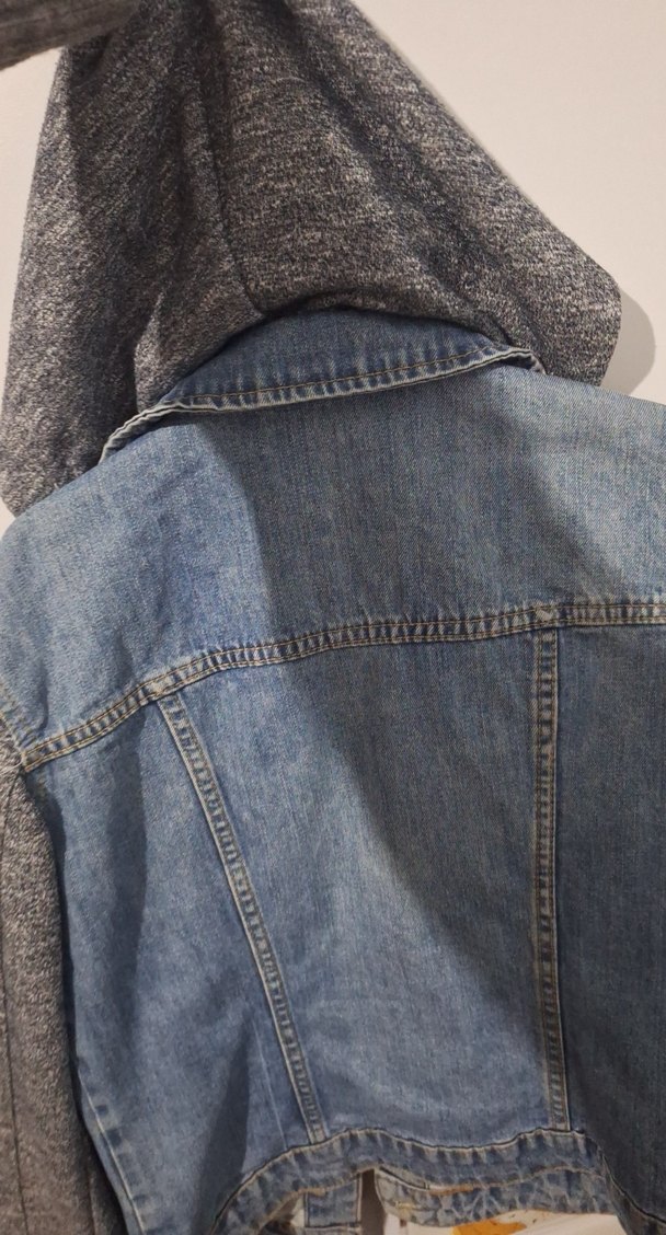 Gri Denim ve Triko Detaylı Kadın Ceket - Görsel 5