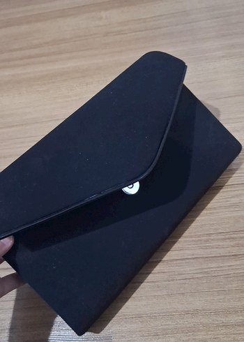 Siyah Süet Kadın Clutch Çanta - Görsel 4