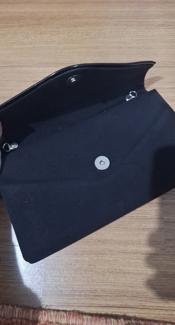 Siyah Süet Kadın Clutch Çanta - Görsel 3