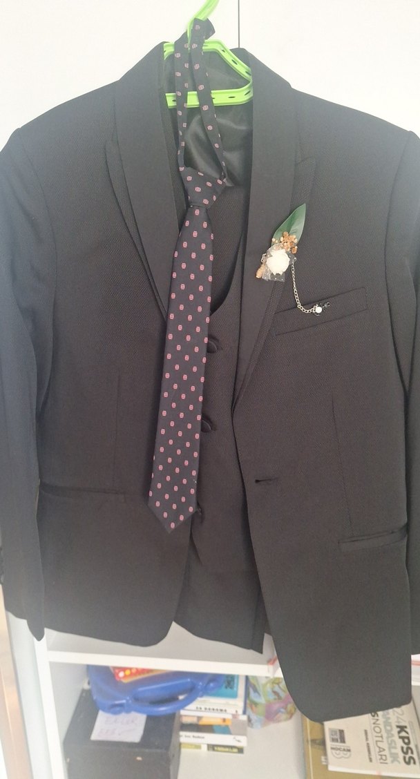 Düğmeli, Siyah Erkek Çocuk Takım Elbise - Görsel 4