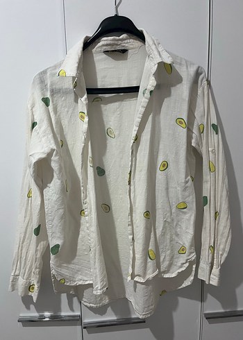 Düğmeli Beyaz Pamuk Gömlek - Görsel 2