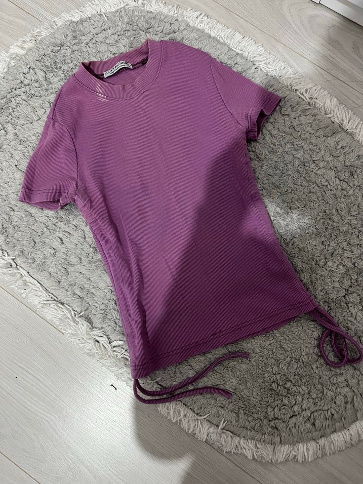 Mor Kısa Kollu Fitted Tişört - Görsel 2