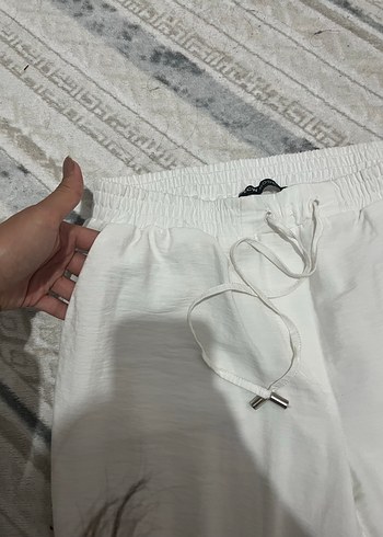 Kadın Beyaz Keten Salaş Pantolon - Görsel 3