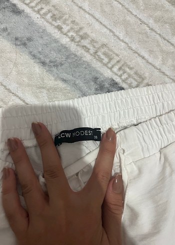 Kadın Beyaz Keten Salaş Pantolon - Görsel 4