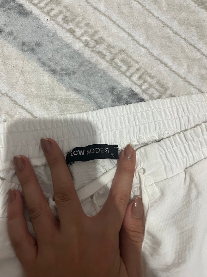 Kadın Beyaz Keten Salaş Pantolon - Görsel 4