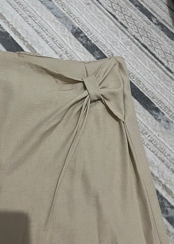 Bej Kadın Uzun Keten Etek - Görsel 3