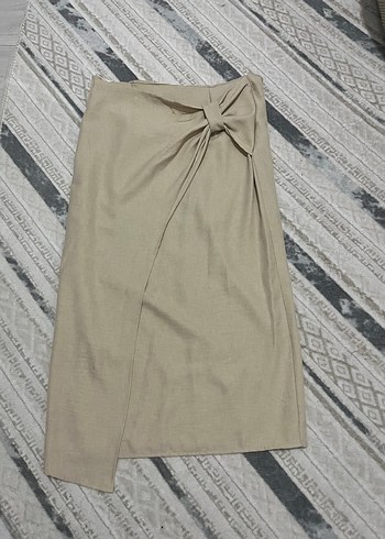 Bej Kadın Uzun Keten Etek - Görsel 2