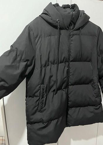 Siyah Kadın Midi Puff Mont - Görsel 2