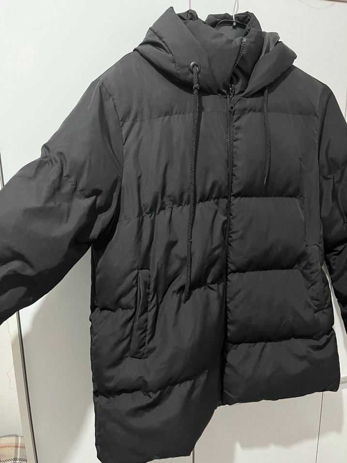 Siyah Kadın Midi Puff Mont - Görsel 2