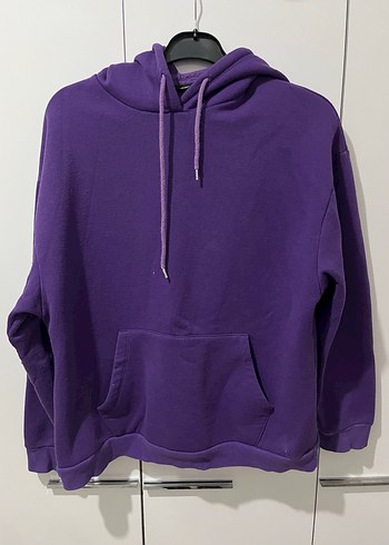 Mor Kapüşonlu Kadın Sweatshirt - Görsel 2