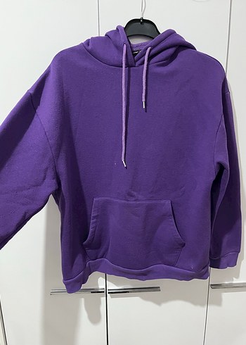 Mor Kapüşonlu Kadın Sweatshirt - Görsel 3