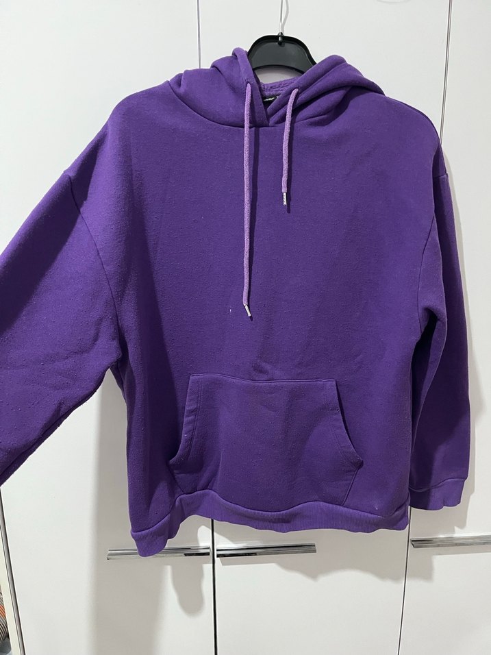 Mor Kapüşonlu Kadın Sweatshirt - Görsel 3