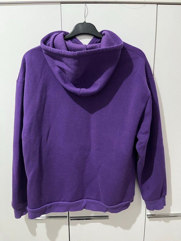 Mor Kapüşonlu Kadın Sweatshirt - Görsel 4