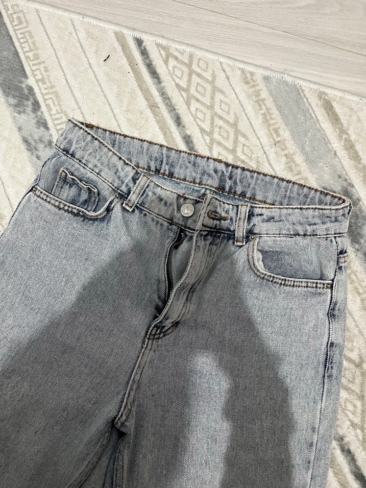 Gri Tie-Dye Desenli Salaş Kadın Denim Pantolon - Görsel 3