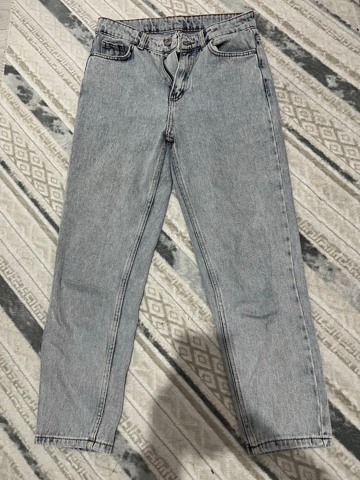 Gri Tie-Dye Desenli Salaş Kadın Denim Pantolon - Görsel 2
