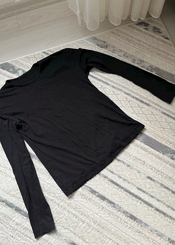 Siyah Uzun Kollu Basic Tişört - Görsel 2