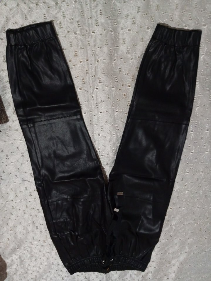 Kadın Siyah Deri Goth Pantolon - Görsel 2