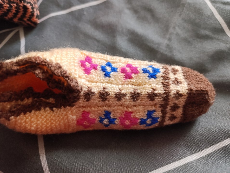 Nakışlı Bej Kız patik - Görsel 2